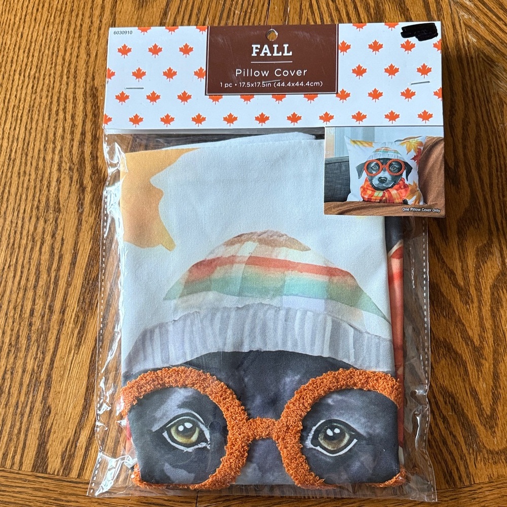 Hobby Lobby Fall Pillow Cover with Orange and Black Dog Design NEW